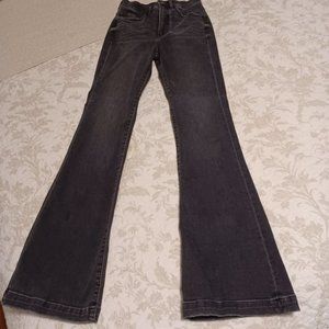 Jeans, Express, Stretch Flare High Rise, Distressed Black Color, Size 0R
